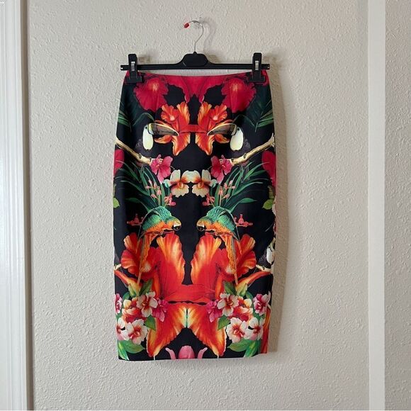 Ted Baker Tropical Toucan Pencil Skirt Size 1 - Picture 3 of 10
